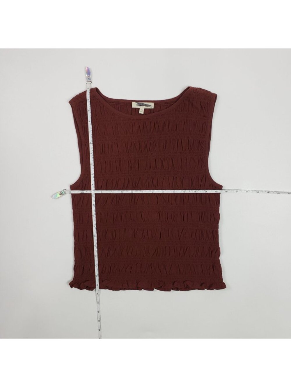 Madewell Smocked Boatneck Tank Top Women’s XS Henna Brown Cotton Linen Blend NWT - Picture 6 of 16